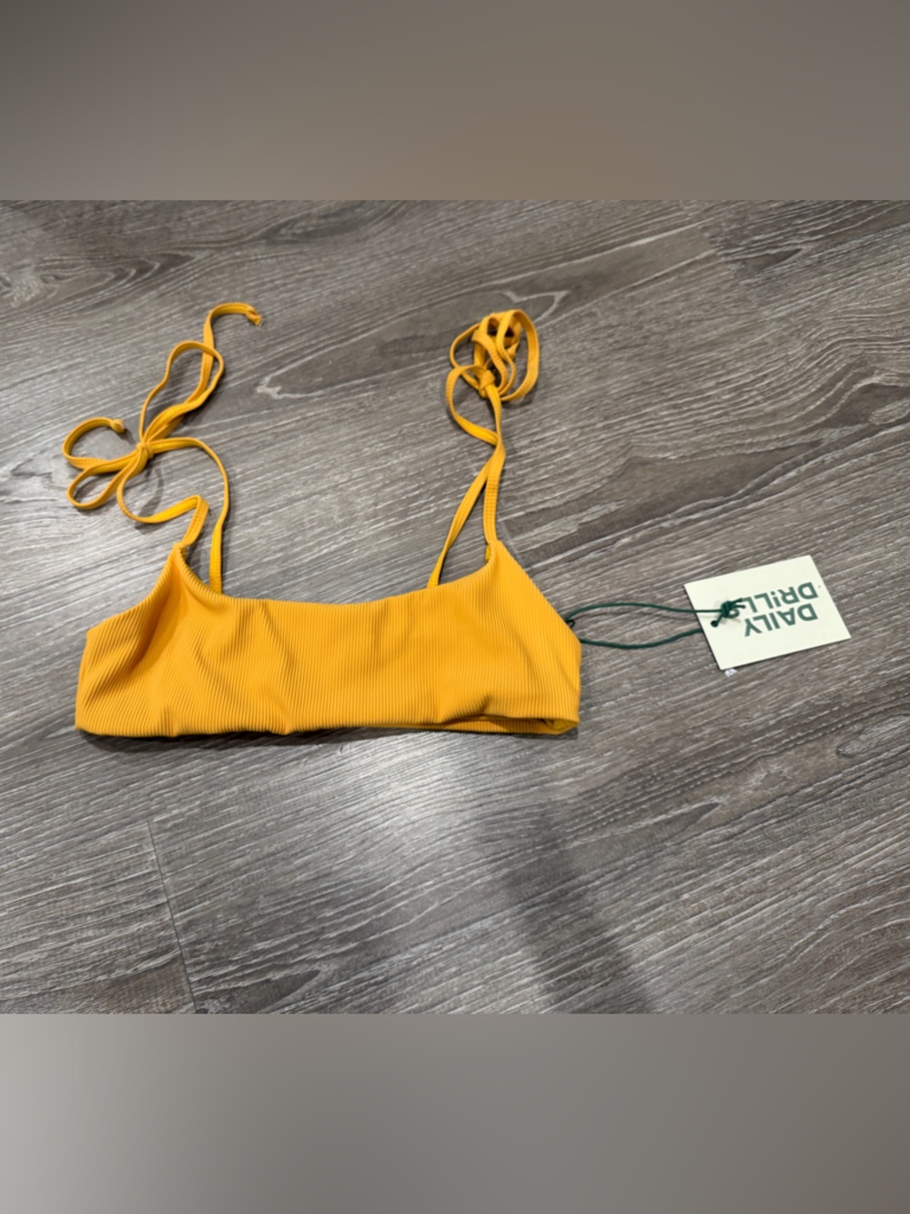 Daily Drills Bright Mustard Ribbed Bikini Top